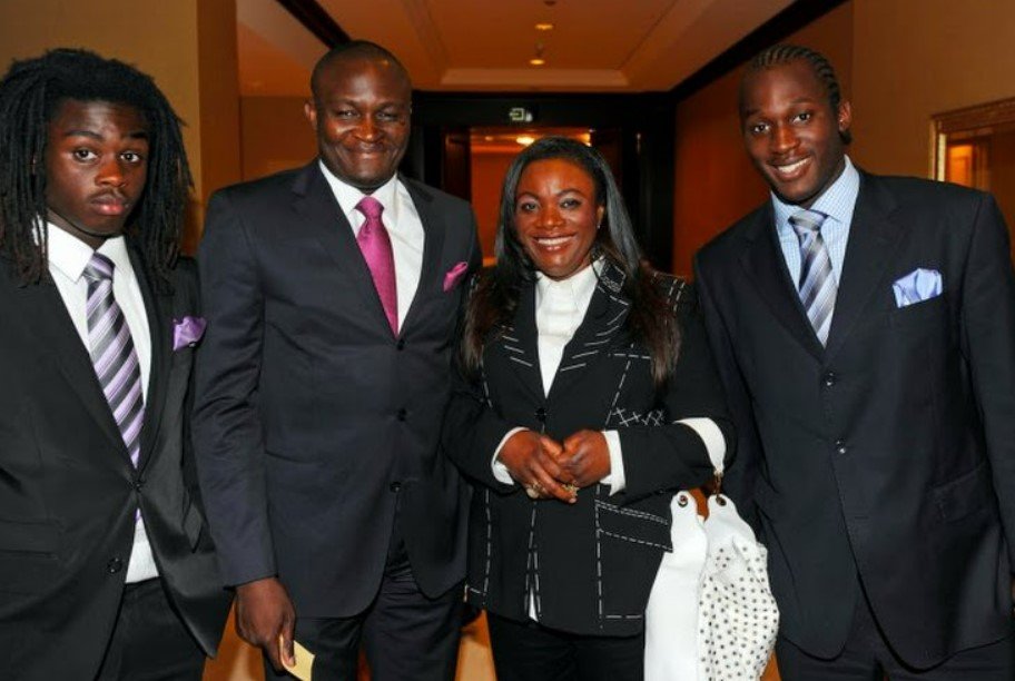 Adolphine Lukaku with her husband and sons