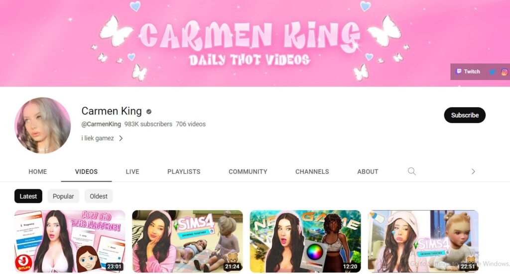 Carmen King YouTube channel