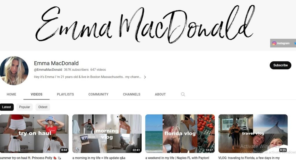 Emma MacDonald YouTube channel